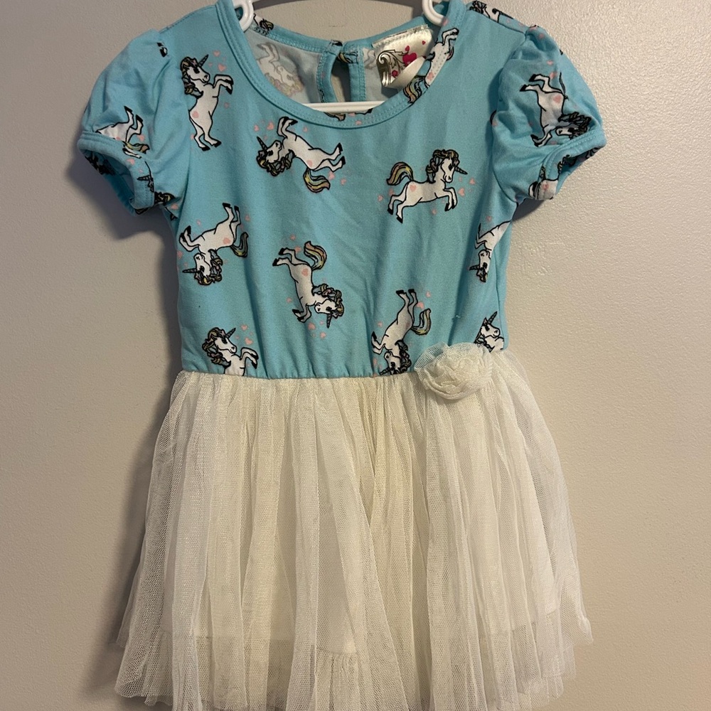 (3/$20) Jenna & Jessie 18m blue unicorn tulle skirted dress